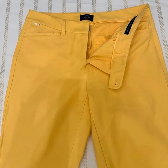 White House Black Market Slim Ankle Pants Yellow Size 4 Stretch - Picture 3 of 9